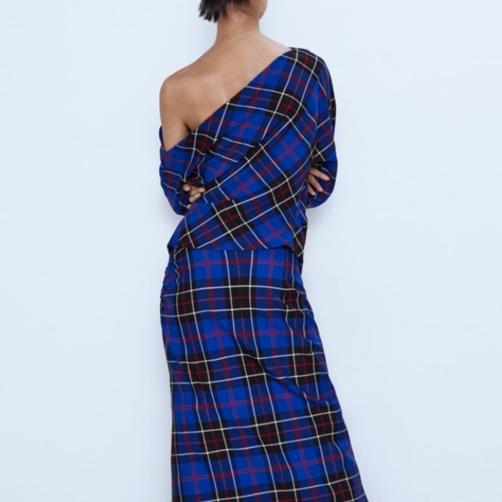 Zara asymmetric plaid top - Picture 2 of 7